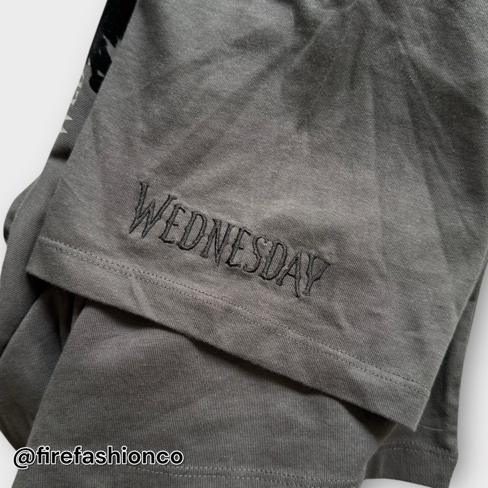 Wednesday Addams Flocked Whimsigoth Emo Graphic Shirt Medium Rare Deadstock NWT - Picture 4 of 8